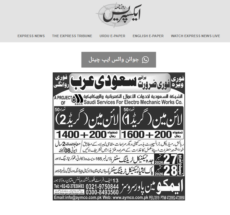 The original newspaper advertisement, enlarged